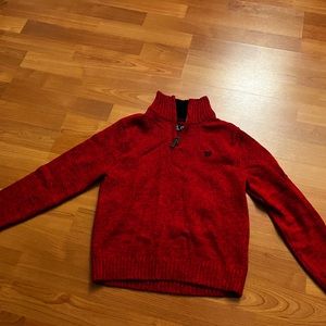 Never worn Chaps red zip up pullover red sweater size 6/7